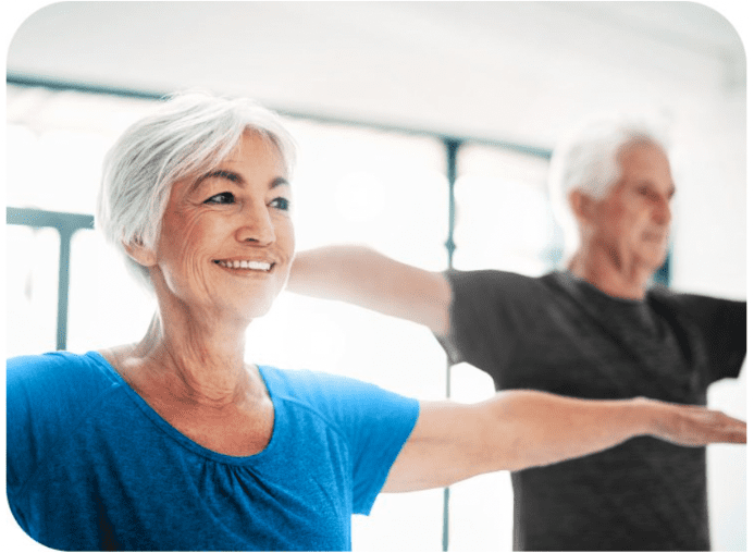 Two people exercising